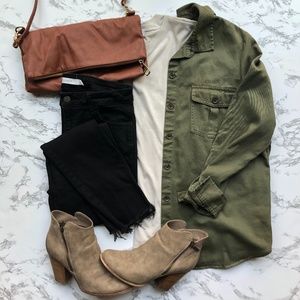 Womens Old Navy Army Green Button Up Thick Blouse